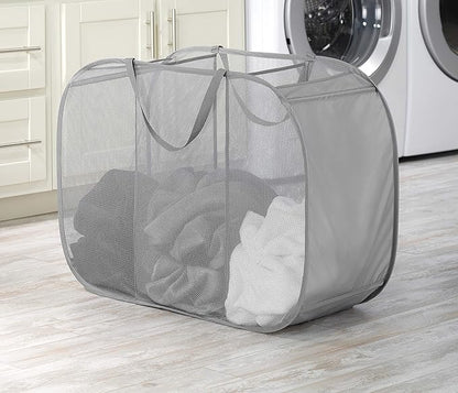 Whitmor Mesh Popup Laundry Hamper 3 Compartment Sortable Horizontal Collapsible
