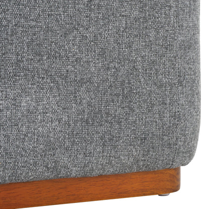 SAFAVIEH Home Collection Oreus Mid-Century Modern Grey Linen/Brown Walnut Solid Wood Accent Chair
