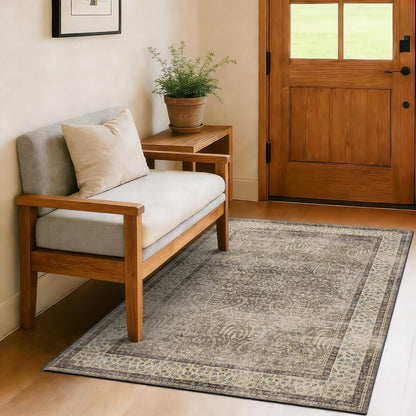 RCTJHOME 4x6 Brown Vintage Oriental Washable Area Rug Non-Slip Soft Carpet