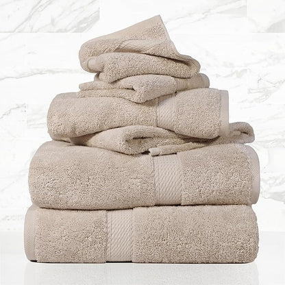 SUPERIOR Egyptian Cotton Pile 6 Piece Towel Set, Includes 2 Bath, 2 Hand