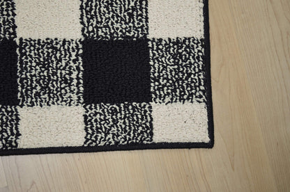 Garland Rug Country Living – Checkered Buffalo Plaid Design, Non-Slip Rubberback, Traditional 5x7 Area Rug for Living Room, Bedroom, Kitchen, Dining Room, Nursery,Black/Ivory