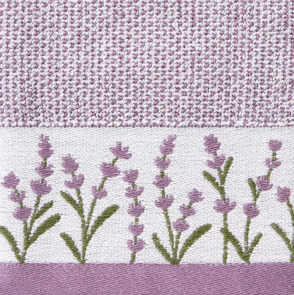 SKL Home Lavender Border 100% Cotton Jacquard 2pc Hand Towel Set, Embroidered &