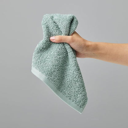 Amazon Basics Washcloth for Bathroom, 100% Cotton Extra Absorbent, Fast Drying