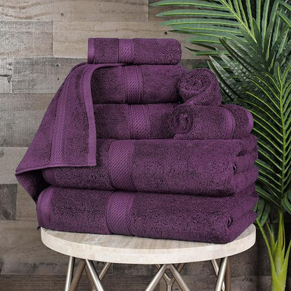 SUPERIOR Egyptian Cotton Pile 8 Piece Towel Set, Includes 2 Bath, 2 Hand