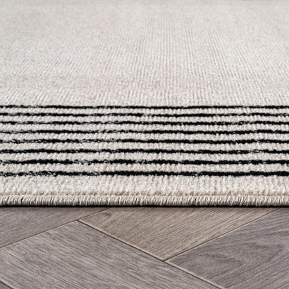 Rugshop Modern Minimal Bordered Indoor Area Rug for Living Room,Bedroom,Kitchen Rug Low Pile Rug with Jute Backing 5' x 7' Cream