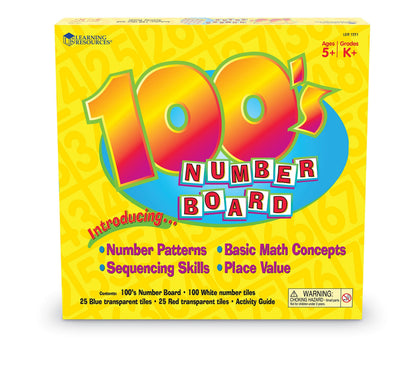 Learning Resources Hundred Number Board, Early Math, Counting Games for Kids,151 Piece Set, Ages 5+
