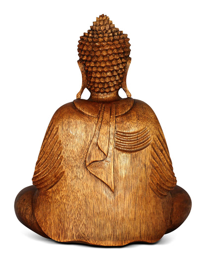 G6 Collection Wooden Serene Sitting Buddha Statue - Handmade Meditating Sculpture - Hand Carved Dhyana Mudra Figurine - Zen Home Decor Accent, Oriental Spiritual Home Room Decoration Gift (8" Tall)