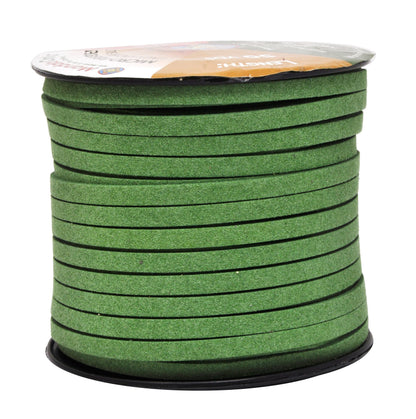 Mandala Crafts Green Faux Suede Cord for Jewelry Making - 5mm 50 Yards Flat Vegan Leather Strings Laces Strips for Bracelets, Necklaces, and Dream Catchers Supplies