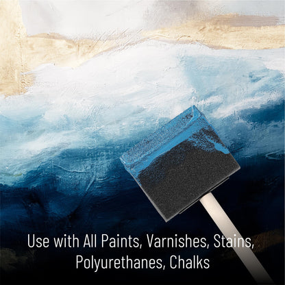 Bates- Foam Paint Brushes, 3-Inch, 36 Pack, Wooden Handle, Sponge Brushes for Painting, Staining, Varnishes, Gluing and DIY Craft Projects on Wood, Metal & More