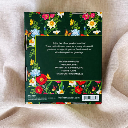Freshcut Paper Pop Up Cards, Garden Favorites, 6 inch Mini Sized Paper Flower Bouquet 3D Popup Greeting Cards, Birthday Card, Thank You Card, Blank Notecards & Envelopes, Pack of 5