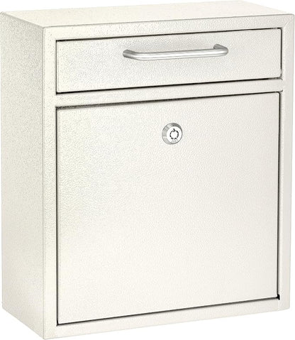 AdirOffice Ultimate Drop Box Wall-Mounted Mailbox - Hanging Secured Postbox - Durable Spacious Key - Perfect for After Hours Deposits Payments Key and Letter Drops (White, Large) (White, Large)