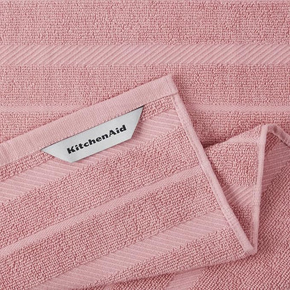 KitchenAid Albany Kitchen Towel 4-Pack Set, Dried Rose/White