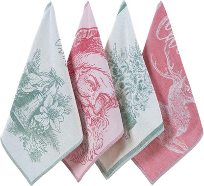 sea me at home Christmas Tea Towel Set of 4-100% Cotton Jacquard Kitchen Towels