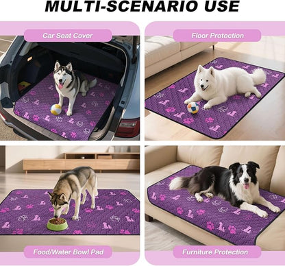 WanpeeGoo Washable Pee Pads, Puppy Pee Pad for Dogs, 2 Pack Absorbent Reusable Training Dog Pads Pet Puppy Pads, Non-Slip Potty Pads for Whelping, Playpen, Crate, Bed, Purple 36"x54"