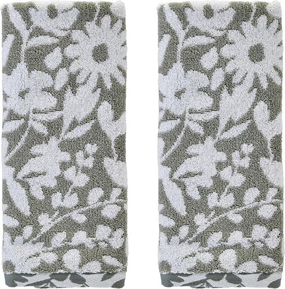 SKL Home Bedford Floral 100% Cotton Premium 2-Piece Hand Towel Set, 600 GSM