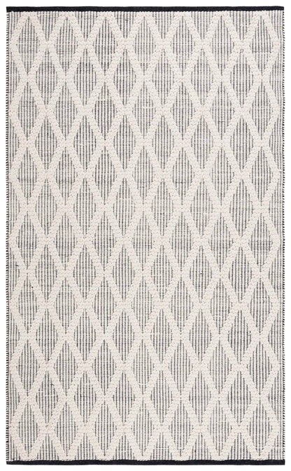 SAFAVIEH Natura Collection Area Rug - 6' x 9', Black & Ivory, Handmade Boho Farmhouse Trellis Wool, Ideal for High Traffic Areas in Living Room, Bedroom (NAT206Z)