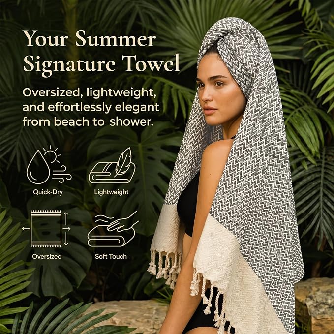 Madamelique Oversized Bath Towel 39"x71" -%100 Premium Cotton Large Bath Towel for Adults - Ultra Soft & Absorbent, Sand-Free,Quick Dry Bath Sheet for Spa, Pool, Travel (Gray)