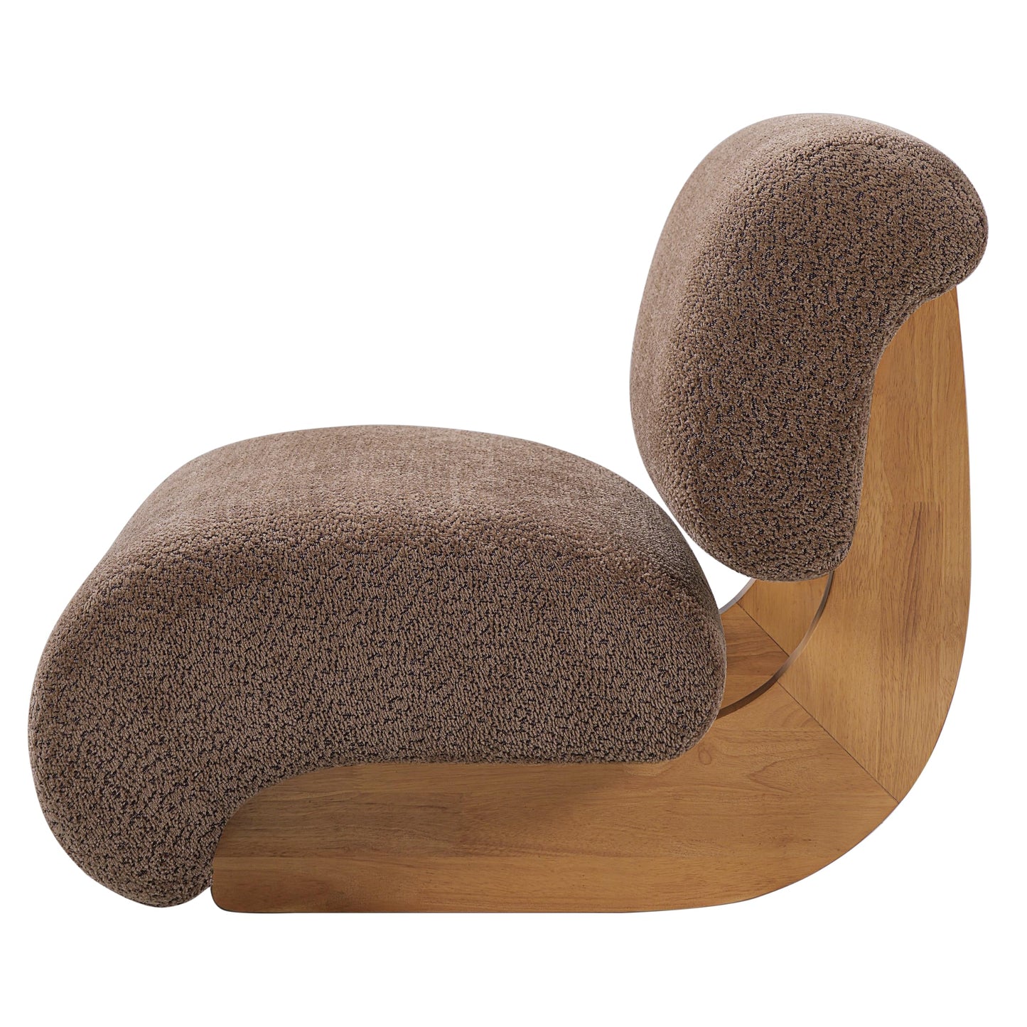 Christopher Knight Home Cubis Low Profile Accent Chair, Modern Living Room Armless Lounge Chair, Boucle Upholstered Reading Chair, Wooden Frame and Thick Padded Seat, Brown