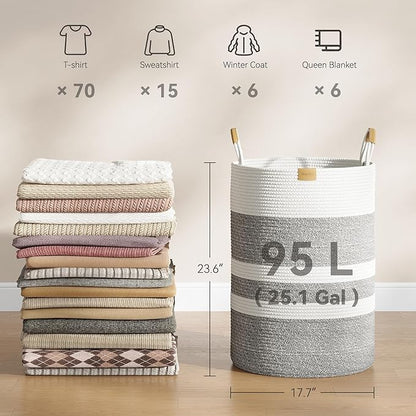 95L Striped Laundry Hamper