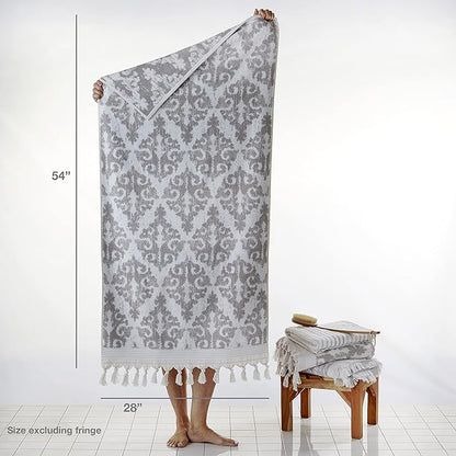 SKL Home Mirage Fringe 100% Turkish Cotton Bath Towel, Taupe 54.00" x 28.00"