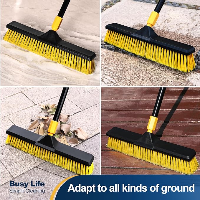 Yocada 18 Inch Push Broom Heavy-Duty Outdoor Commercial Broom Brush Stiff