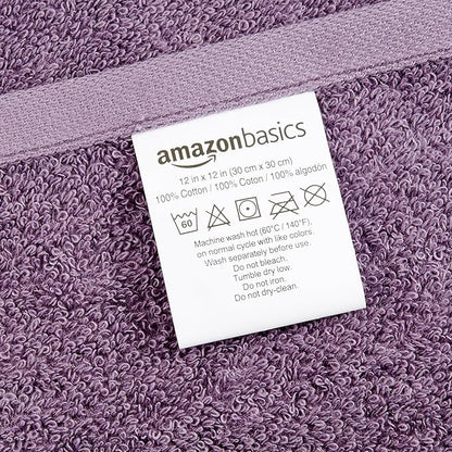 Amazon Basics washcloth for Bathroom, 100% Cotton Extra Absorbent, Fast Drying