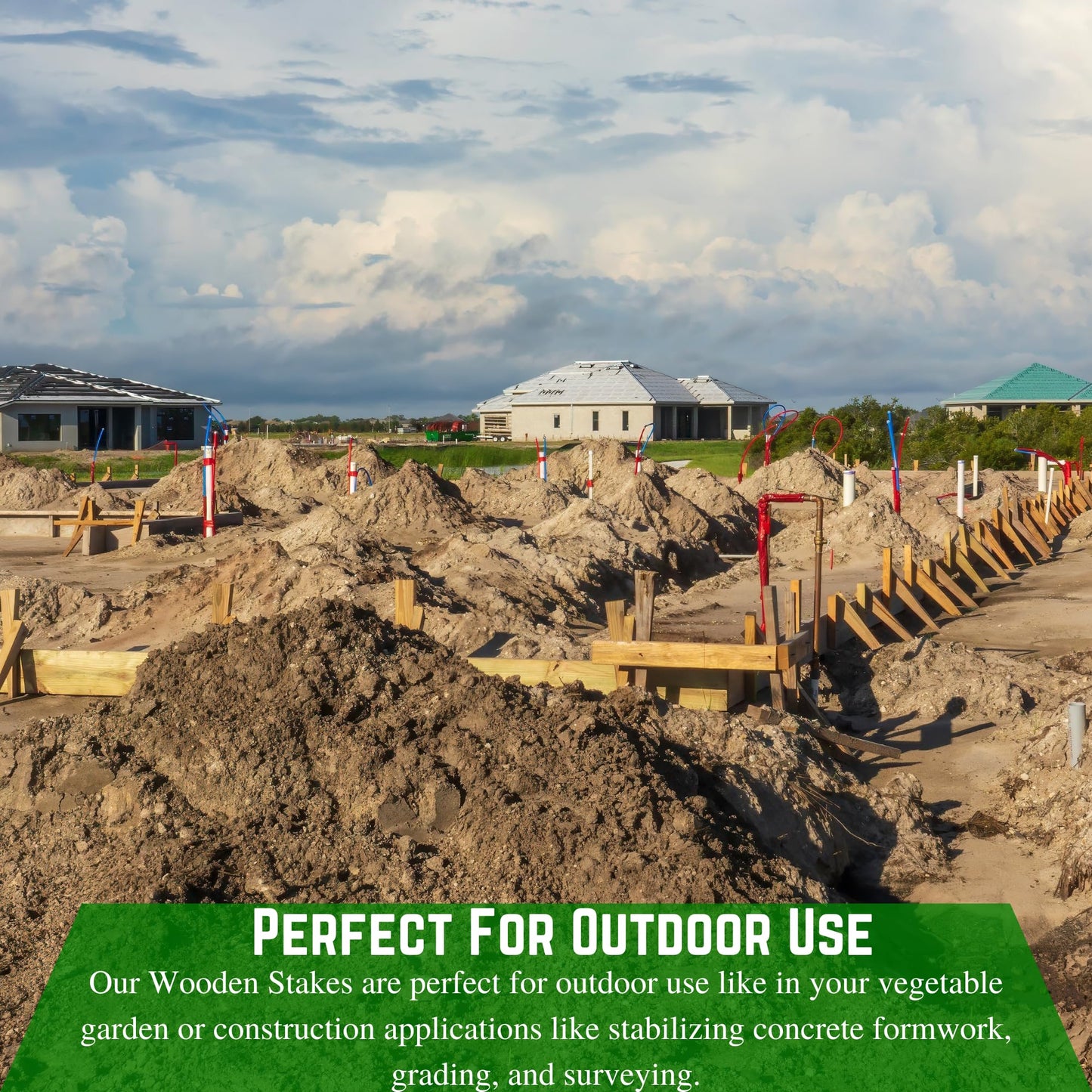 Farm Plastic Supply - 2 Foot Wooden Stakes - Wooden Garden and Sign Posts, Silt Fence, Wood Sticks, Tomato Stakes, Bundle, Construction, Fence (5 Pack)