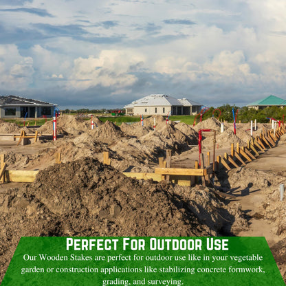 Farm Plastic Supply - 2 Foot Wooden Stakes - Wooden Garden and Sign Posts, Silt Fence, Wood Sticks, Tomato Stakes, Bundle, Construction, Fence (5 Pack)