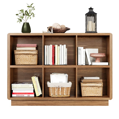 ChooChoo 6 Cube Storage Organizer, Wooden Bookcase with Storage, Cube Storage Bookshelf for Bedroom and Home Office, Brown Walnut