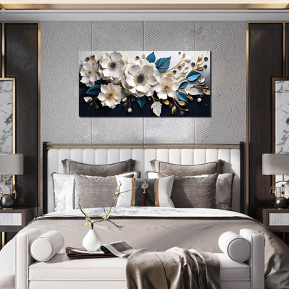 Large Canvas Wall Art for Living Room Bedroom Home Office White and Blue Floral Wall Art Botanical Picture Modern Framed Artwork Flower Canvas Prints 20x40 In