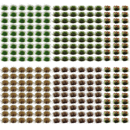 gdeplok 270 Pcs Static Grass & Miniature Flower Clusters Kit for Model Railway Scenery, Train Layouts, Diorama Bases, Wargaming and DIY Miniature Landscapes