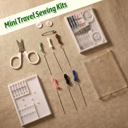 Lyksgir 50 Boxes Quick Fix Sewing Kits Bulk, Small Travel Sewing Box, Portable Pre-Threaded Needle Emergency Repair Tool, Including 2 Buttons, 6 Colors of Thread, 1 pin, and Scissors