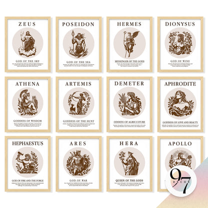 97 Decor Greek Mythology Decor - Ancient Greek Decoration, Apollo God Posters, Mythology Gifts, Greece Wall Art Prints, Aphrodite Poseidon Athena Goddess Party Decorations (8x10 Unframed)