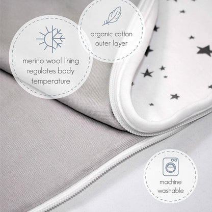 Woolino 4 Season Sleep Sack - Ultimate Merino Wool Sleeping Bag - Two-Way Zipper Adjustable Universal Size Sleep Sack for Baby (2-24 Months) - Puppy