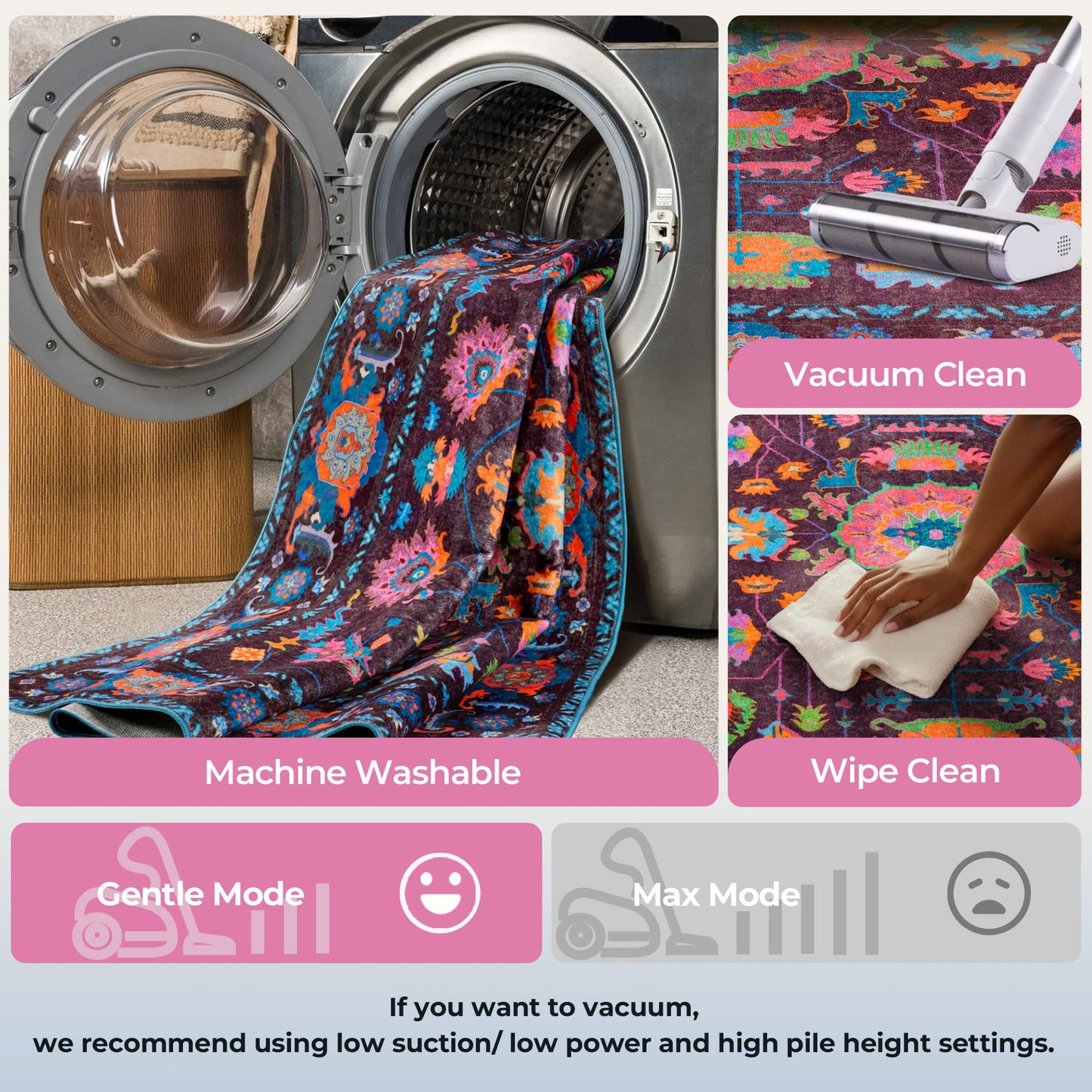 Kokia 9x12 Area Rug, Burgundy/Fuchsia/Orange Soda, Rectangular, Low Pile, Machine Made, Floral, Non-Slip, Washable, Stain-Resistant, Indoor, Home/Area Rugs
