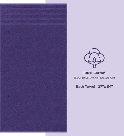 American Soft Linen Luxury 4 Piece Bath Towel Set, 600 GSM 100% Cotton Turkish