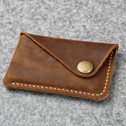 Leather credit card holder, credit card case, personalized business card holder case for men,mens slim wallet,Front Pocket Wallet - V07-LMXCFBA (Brown)