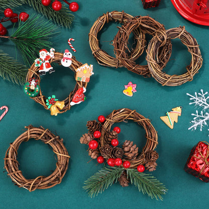Ruisita 24 Pieces 3 Inch Grapevine Wreaths Vine Branch Wreath Natural Christmas Rattan Wreath Garland Decoration for Christmas Holiday Craft or Wedding Supplies