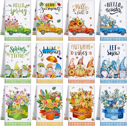 12 Pcs Seasonal Kitchen Towels Set