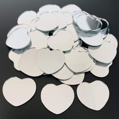 NUO RUI 1 Inch Small Heart Shape Mirror Mosaic Tile for Art Craft Projects, 100 Pcs