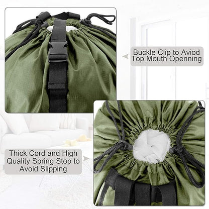 BeeGreen Moss Green Laundry Backpack Bag w Adjustable Shoulder Straps String