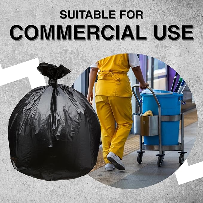 45 Gallon Garbage Trash Bag 40X46" 1.5 Mil Black 100 Count Can Liner Bulk 40