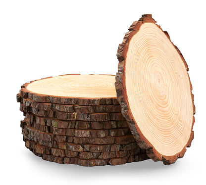 Set of 10 Large Wood Slices (11-13”) – Rustic Wooden Rounds for Wedding Centerpieces, Event Decor, and Table Centerpieces