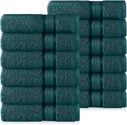 Cotton Craft Ultra Soft 12 Pack Wash Cloths 12x12 Teal Weighs 2 Ounces Each