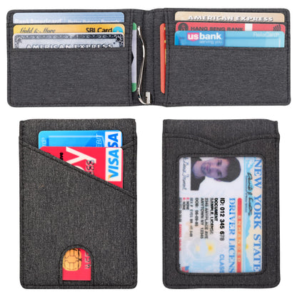 kinzd Slim Wallet with Money Clip RFID Blocking Minimalist Bifold Wallet for Men Genuine Leather Front Pocket Card Holder