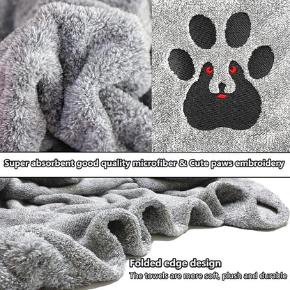 Dogvingpk Extra Large Dog Towel 3 Pack, Super Absorbent Soft Quick Drying Microfiber Pet Bath Towels for Large & Medium Dogs (XL-55" * 36", Grey and Black and Brown)