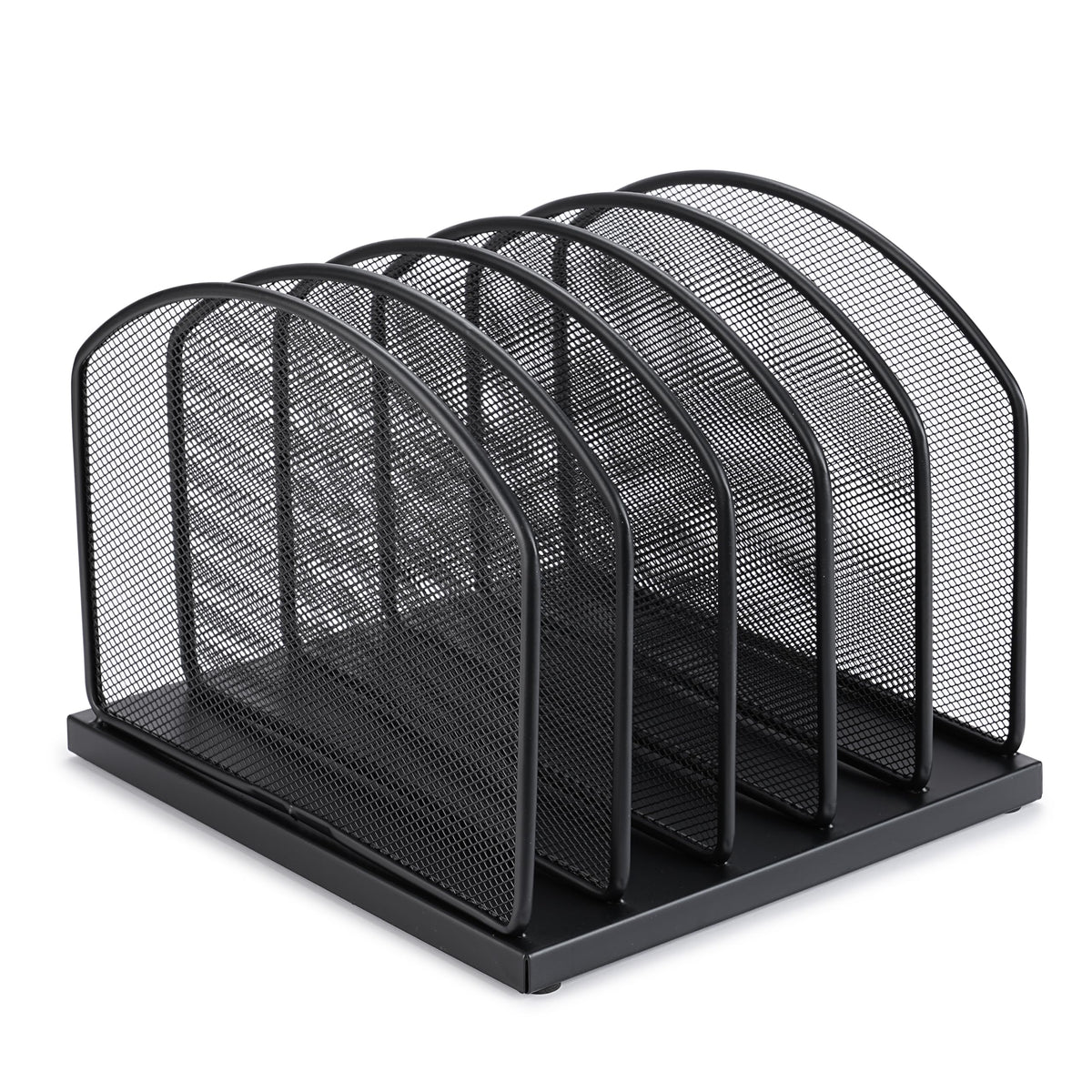 Huron 5-Slot Vertical File Binder Organizer Storage, Black Steel Mesh