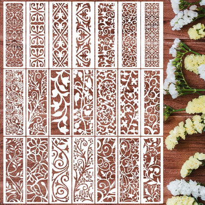 Floral Stencils for Crafts Reusable Texture Stencils Background Stencil Leaf Swirl Templates for Painting on Wood Furniture Card Canvas
