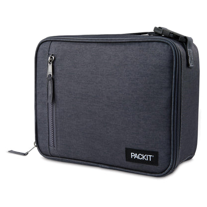 PackIt(R) Freezable Classic Lunch Box, City Charcoal, Built with EcoFreeze(R) Technology, Collapsible, Reusable, Zip Closure With Front Pocket and Buckle Handle, For Work Lunch