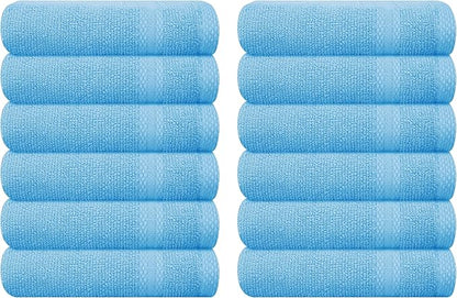 GLAMBURG Ultra Soft 12-Piece Washcloths Set 13x13-100% Ringspun Cotton
